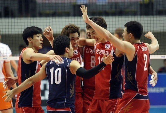 준결승에 진출한 남자배구 대표팀. /사진=OSEN(FIVB 제공)