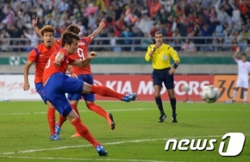 경기 종료 1분전 극적인 결승골을 터뜨린 임창우. /사진=뉴스1