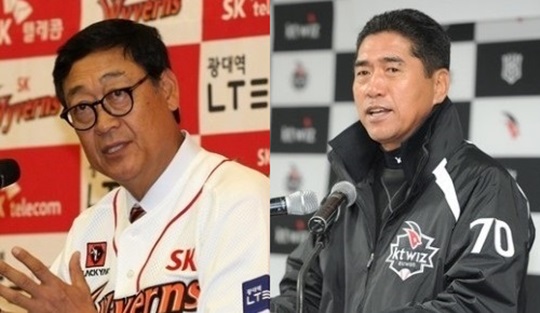 SK 김용희 감독과 kt 조범현 감독. /사진=뉴스1