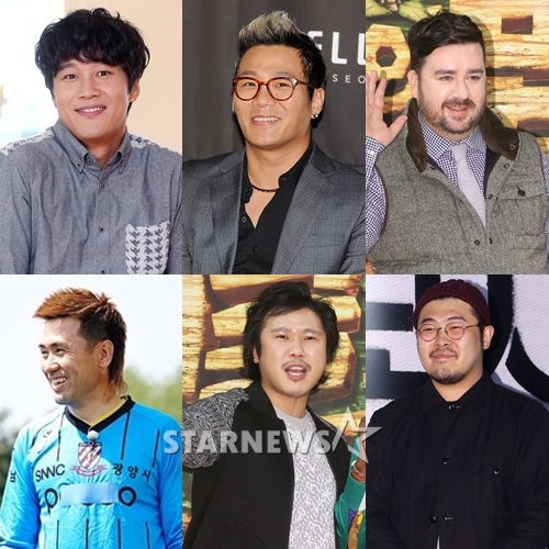 차태현, 윤민수, 샘 해밍턴, 김기방, 육중완, 김병지(사진 왼쪽 위부터 시계방향으로)/사진=스타뉴스 및 KBS(김병지 사진)
