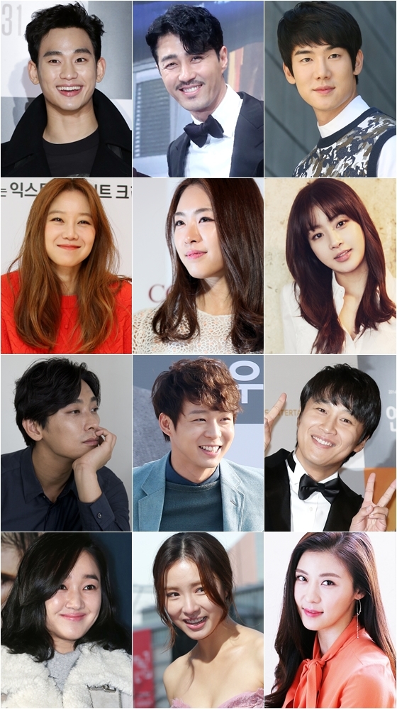 사진 왼쪽 위부터 아래로 김수현, 차승원, 유연석, 공효진, 이연희, 강소라, 주지훈, 박유천, 차태현, 수애, 신세경, 하지원 / 사진=스타뉴스, 윌엔터