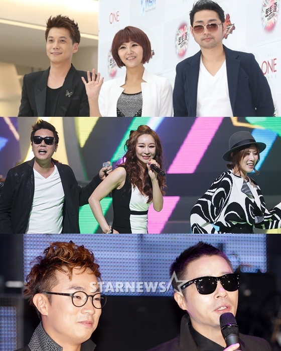 KBS 1TV '콘서트 7080'에 출연하는 영턱스클럽, 룰라, 구피/사진=스타뉴스
