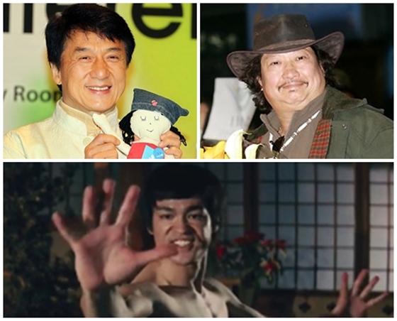 (왼쪽 위쪽부터) 성룡 홍금보 이소룡 /사진출처=스타뉴스 ,영화 '정무문' 캡쳐