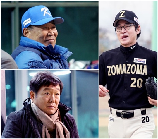 오는 13일 오후 7시 고양 훼릭스 야구장에서 한은회와 조마조마의 친선경기가 펼쳐진다. 왼쪽 상단은 백인천 한은회 감독, 아래는 이순철 한은회 회장, 오른쪽 사진은 정보석 조마조마 투수. /사진=한스타 제공