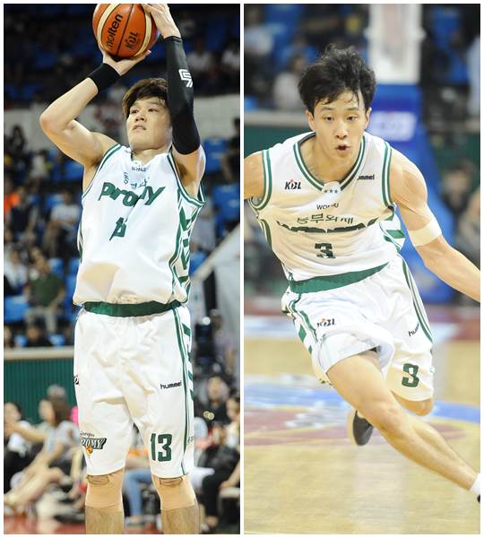 윤호영(왼쪽)과 허웅. /사진=KBL 제공