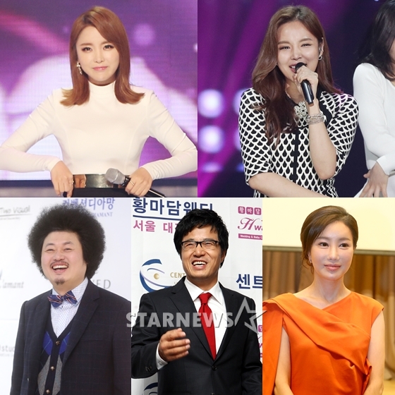 홍진영, 조정민, 노현희, 조영구, 윤택(사진 왼쪽 위부터 시계방향으로)/사진=스타뉴스