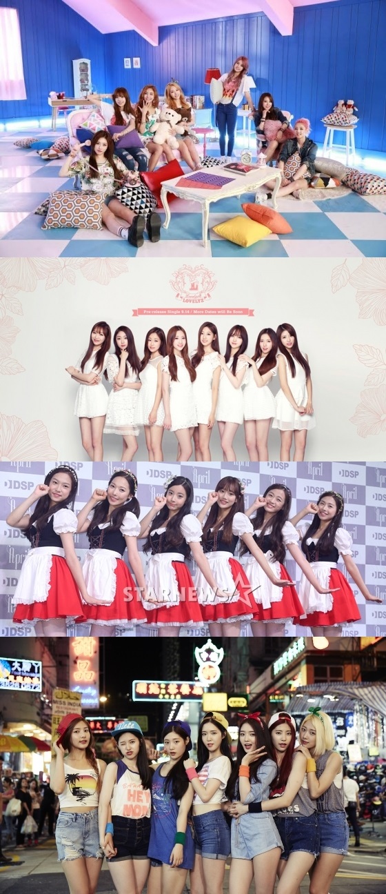 (위에서부터)소나무, 러블리즈, 에이프릴, 다이아 / 사진=스타뉴스, 각 소속사