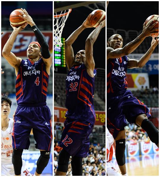 문태종, 애런 헤인즈, 조 잭슨(왼쪽부터). /사진=KBL 제공