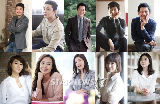 청룡상 남녀주연상 후보 송강호(위 왼쪽부터 시계방향) 유아인 이정재 정재영 황정민 한효주 이정현 전지현 전도연 김혜수/사진=스타뉴스