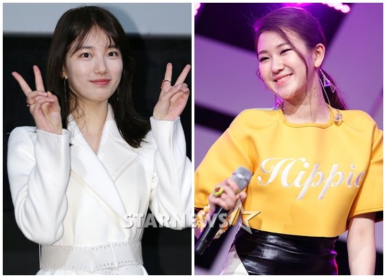 수지(왼쪽)와 백예린/사진=스타뉴스