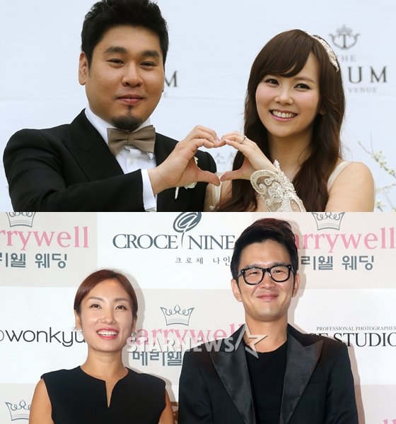 레이먼킴 김지우 부부(사진 위), 정경미 윤형빈 부부/사진=스타뉴스