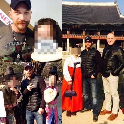 톰 하디가 경복궁 관광, '레전드' 무대인사를 하면서 팬들과 찍은 사진./출처=SNS, 인터넷 커뮤니티