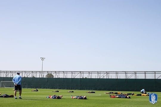 훈련을 하고 있는 올림픽 대표팀 선수들. /사진=대한축구협회 제공