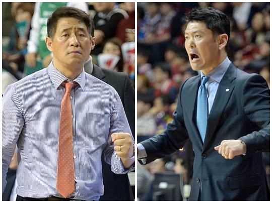 추일승(왼쪽) 감독과 추승균 감독. /사진=KBL 제공