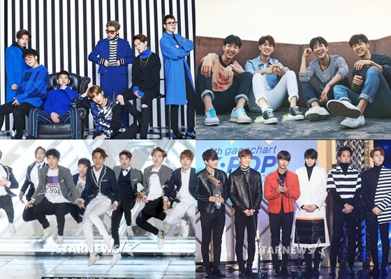 (왼쪽위부터) 블락비, 씨엔블루, 빅스, 세븐틴 / 사진=스타뉴스, 각 소속사