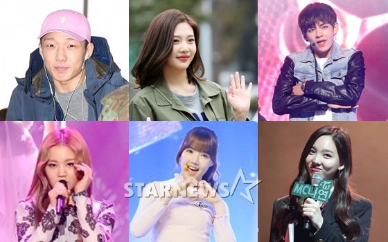 아이콘 바비, 레드벨벳 조이, 방탄소년단 뷔, 트와이스 나연, 여자친구 예린, 이하이(왼쪽 위부터 시계 방향) / 사진=스타뉴스