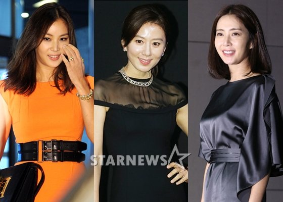 29일 진행된 김정은 결혼식에 하객으로 참석한 배우 고소영 김희애 송윤아(왼쪽부터) /사진=스타뉴스