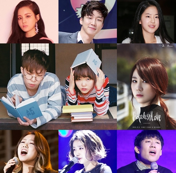 이하이, 이승훈, 박혜수, 박지민, 버나드 박, 안예은, 이수정, 악동뮤지션(사진 위 왼쪽부터 시계방향)/사진=스타뉴스, YG엔터테인먼트, JYP엔터테인먼트, SBS 제공