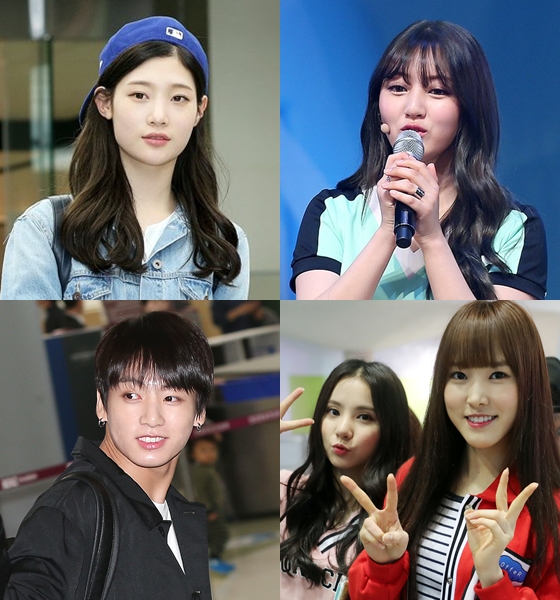 다이아 정채연, 트와이스 지효, 여자친구 유주 은하, 방탄소년단 정국(왼쪽 위부터 시계방향) / 사진=스타뉴스