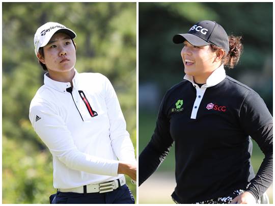 성은정(왼쪽)과 아리야 주타누간. /사진=KLPGA, AFPBBNews=뉴스