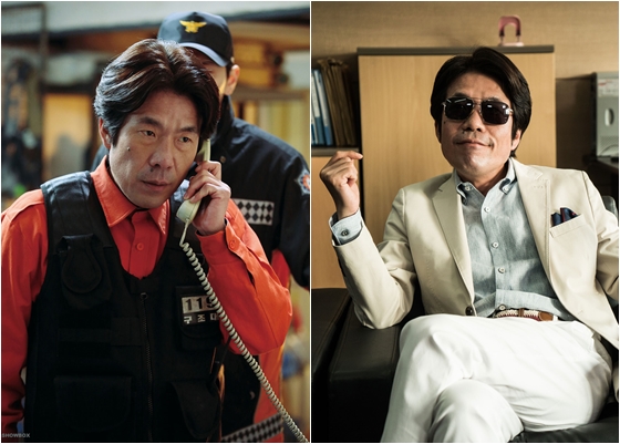 '터널'의 오달수(사진 왼쪽)와 '국가대표2'의 오달수 / 사진=스틸컷