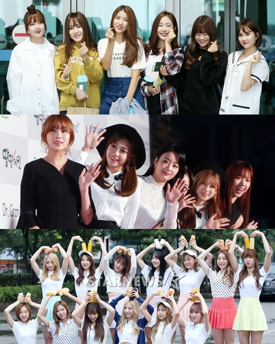 여자친구, 에이핑크, 우주소녀(위부터)