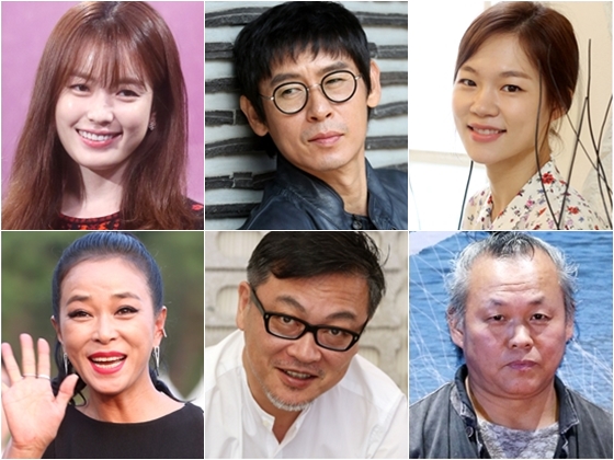 사진 왼쪽 위부터 시계방향으로 한효주, 설경구, 한예리, 김기덕 감독, 김의성, 조민수 / 사진=스타뉴스