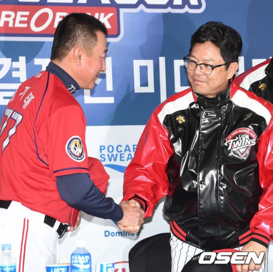 KIA 김기태 감독, LG 양상문 감독.
