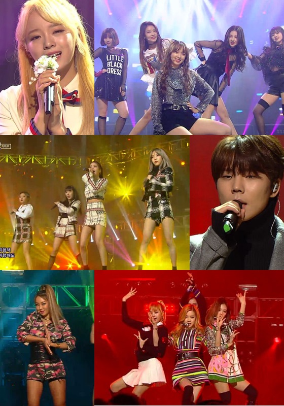 세정, 써니걸스, 마마무, 정승환, 효린, 블랙핑크(위부터) /사진=SBS '인기가요' 방송화면 캡처