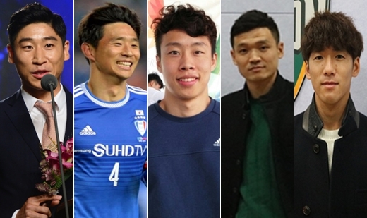 (왼쪽부터) 이근호-오범석-김경중-김승용-박선주. /사진=강원FC제공, 뉴스1
