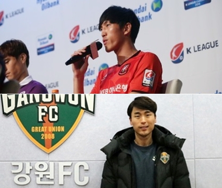 강지용(위)과 문창진. /사진=한국프로축구연맹, 강원FC 제공