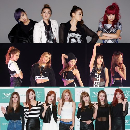 (위부터) 2NE1, 포미닛, 레인보우 /사진=YG엔터테인먼트, 스타뉴스