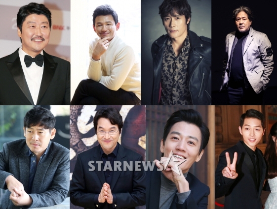 왼쪽 상단부터 시계방향으로 송강호 황정민 이병헌 최민식 송중기 김래원 한석규 설경구/사진=머니투데이 스타뉴스, CJ E&M