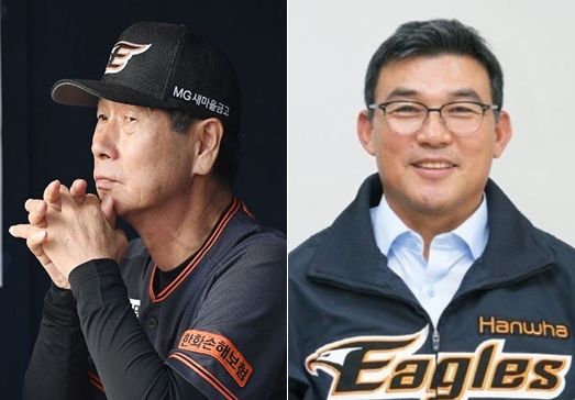 김성근 감독(좌)과 박종훈 단장.