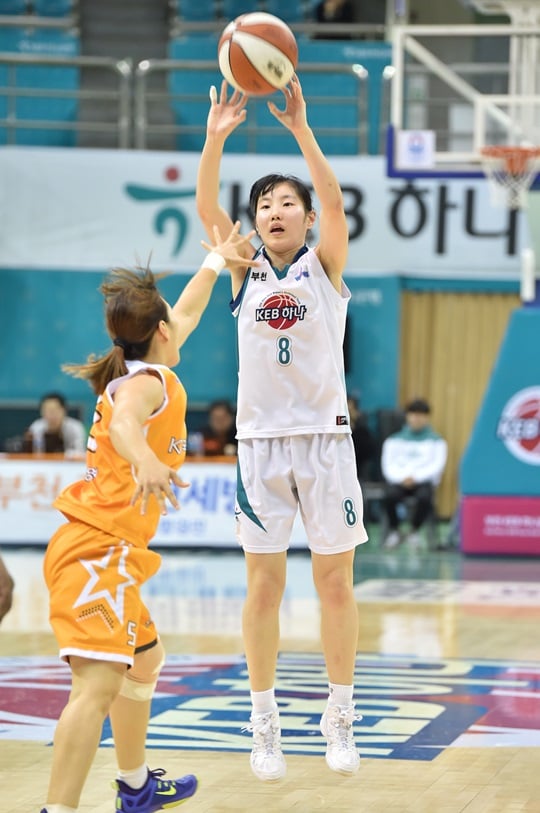 공수에서 활약하며 팀 승리를 이끈 김지영. /사진=WKBL 제공