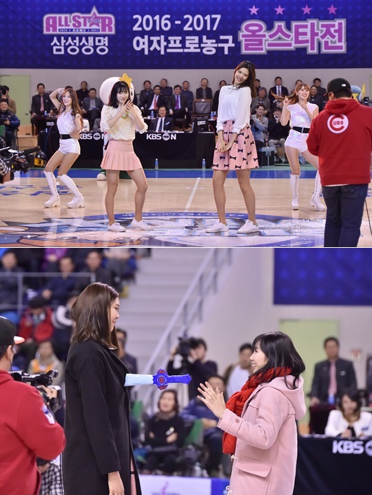 'W 스페셜 무대'에서 멋진 모습을 선보인 김지영과 박지수. /사진=WKBL 제공