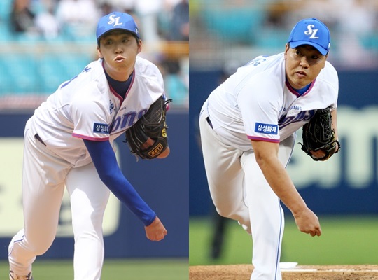 삼성 라이온즈의 2017년 5선발 후보인 정인욱과 김기태. /사진=삼성 라이온즈 제공