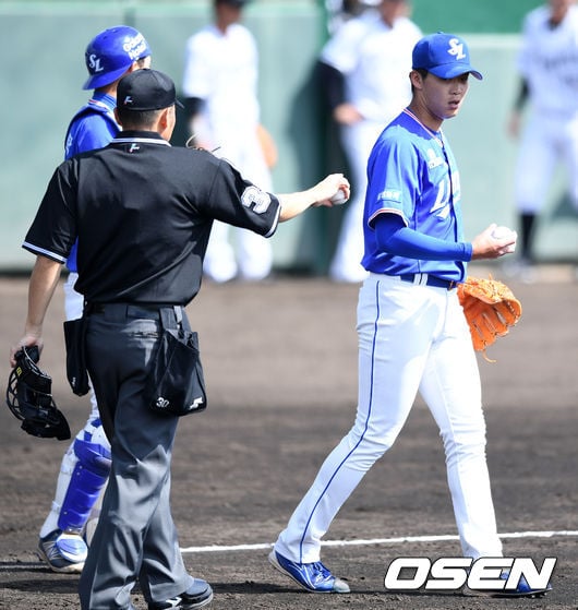 연습경기 첫 등판에 나선 삼성 라이온즈 우완 정인욱.