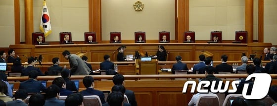 22일 서울 종로구 재동 헌법재판소에서 열린 박근혜 대통령 탄핵심판 제16차 공개변론./사진=뉴스1