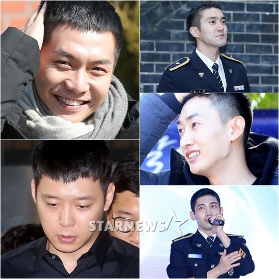 이승기(왼쪽부터 시계방향), 시원, 은혁, 최강창민, 박유천 / 사진=스타뉴스