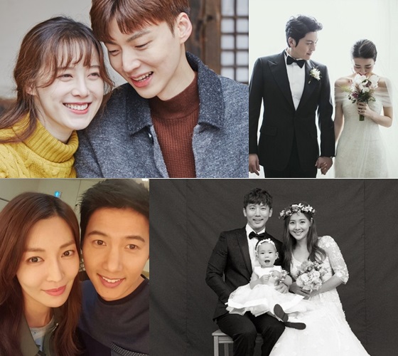 (왼쪽 위부터 시계방향) 안재현 구혜선 부부, 류수영 박하선 부부, 유진 기태영 부부, 이상우 김소연 / 사진=각 소속사 제공