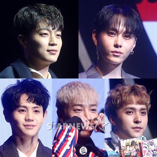 (왼쪽 위부터 시계방향) 윤두준, 용준형, 손동운, 이기광, 양요섭 /사진=홍봉진 기자