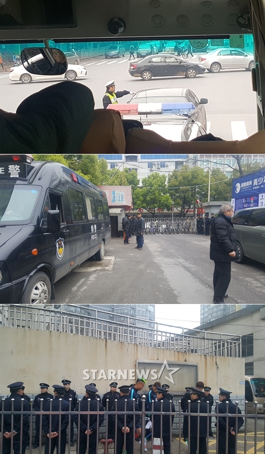 철통 경비를 펼치고 있는 중국 공안. /사진=김우종 기자