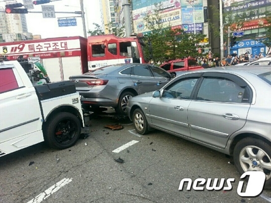 부산 해운대에서 발생한 교통사고. /사진=뉴스1