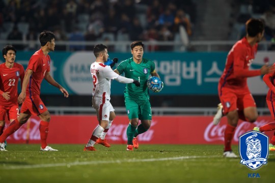 권순태 골키퍼(가운데). /사진=대한축구협회 제공