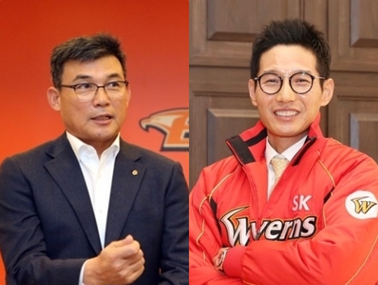 한화 박종훈 단장(왼쪽)과 SK 염경엽 단장. /사진=한화,SK 제공