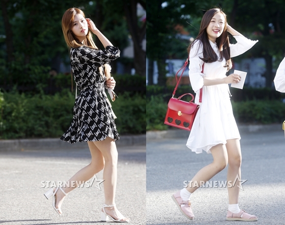 트와이스 사나와 에이프릴 진솔/사진=김휘선 기자