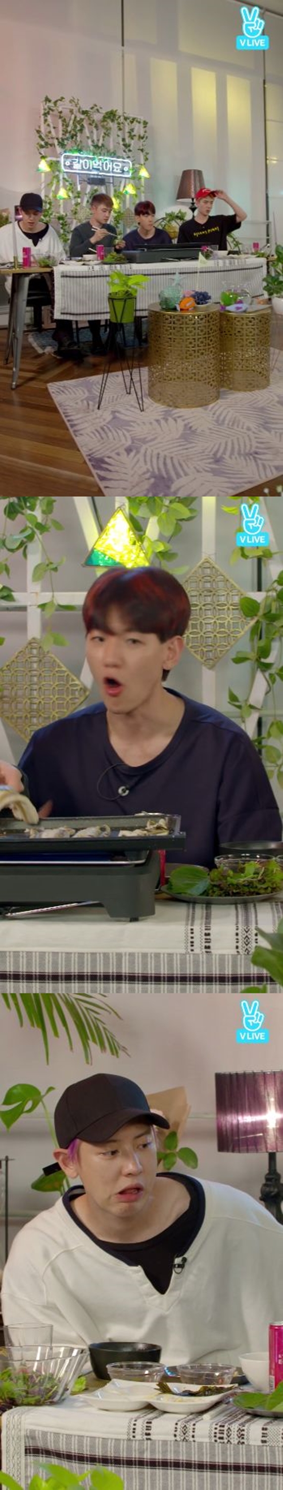 /사진=네이버 V 라이브 'EXO CHANYEOL, D.O., BAEKHYUN, SEHUN X Eating Show' 방송화면 캡처