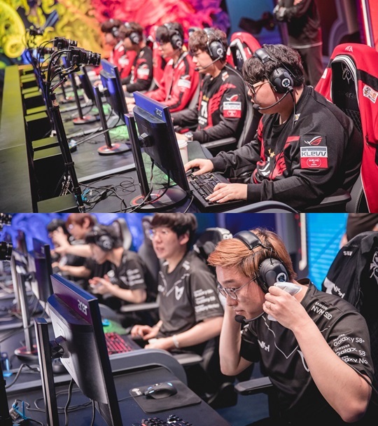 SKT T1(위)과 삼성 갤럭시(아래)가 2017 롤드컵 결승에서 격돌한다. /사진=라이엇 게임즈 제공