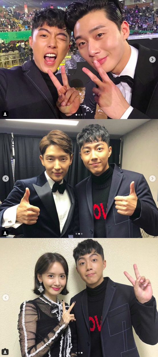 AAA시상식에서 박서준, 윤아, 이준기와 인증샷을 남긴 채범희 /사진=본인 인스타그램